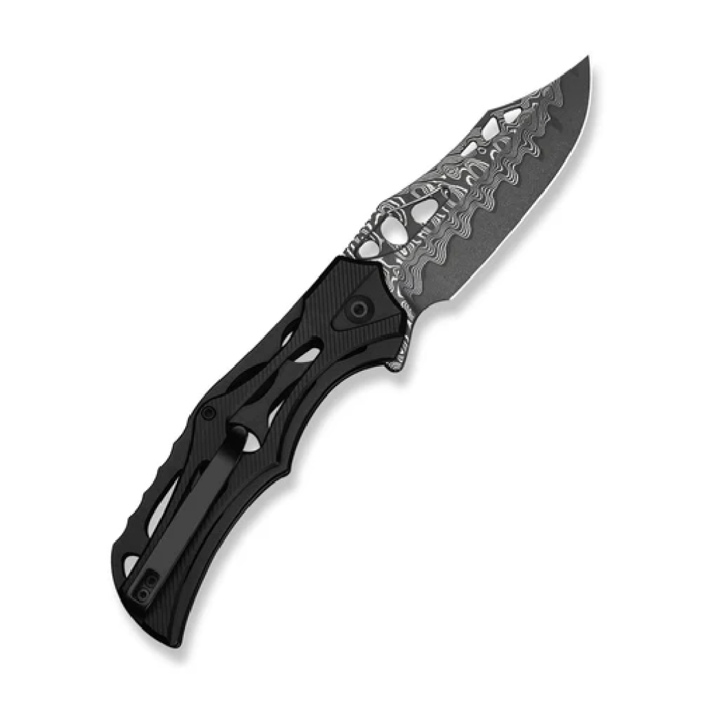 C23083-DS1-1-2.png Civivi Biophase Flipper & Button Lock Knife Black Handle Damascus C23083-DS1