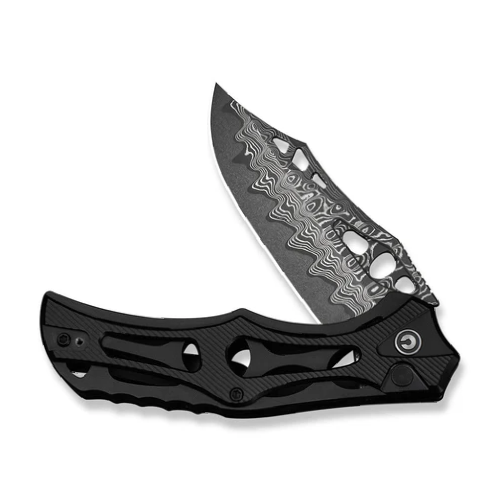 C23083-DS1-4-1.png Civivi Biophase Flipper & Button Lock Knife Black Handle Damascus C23083-DS1