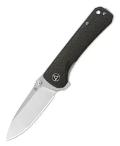 QSP Hawk Liner lock, 14C28N satin, Rough micarta dark brown - QS131-G