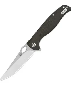QSP Gavial Liner lock, D2 2 tone satin, Dark brown micarta - QS126-D1