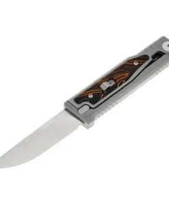 Reate Titanium bead blast Satin finish- Drop point G10 Damascus pattern -Orange/Black - EXO-M