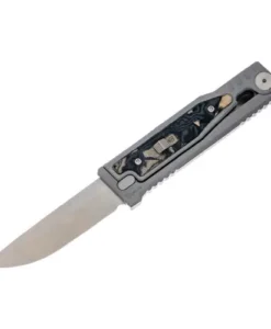 Reate Titanium bead blast Satin finish- Drop point Burl linen (black&green) micarta - EXO-M