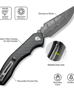 Civivi Bluetick Flipper Knife Carbon Fiber Overlay On Black G10 Handle C23050-DS2