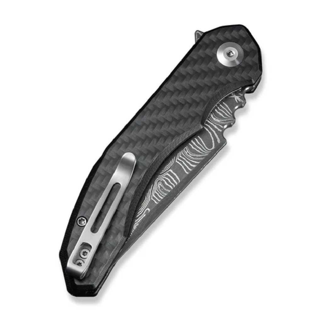 c23050-ds2-4.png Civivi Bluetick Flipper Knife Carbon Fiber Overlay On Black G10 Handle C23050-DS2