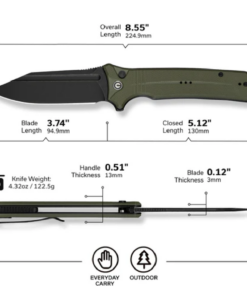 Civivi Neurohaptic Flipper & Button Lock Knife OD Green G10 Handle C23080-3