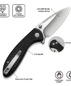 Civivi Faeger Flipper & Button Lock Knife Black C24031-1