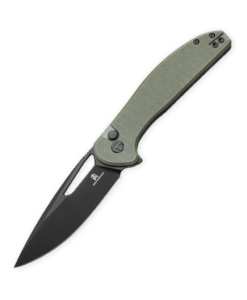 Bestechman Whalefin BMK18D–Black PVD D2 Blade & OD Green G10 Handle Folding Knife