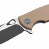 We Knife 803C Rectifier Black Two-Tone Blade, Tan G10 and Titanium Handles Knife