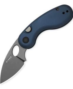 Kizer Microbe V2742A1 – Blue Aluminum Handle, Button Liner Lock