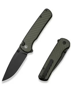 CIVIVI Iron Tide - Forest Green Aluminum Handle; Black Stonewashed 14C28N Bladev - C25011-2