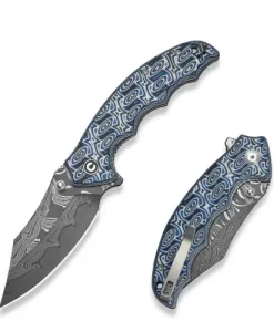 CIVIVI Pentad - Blue / White Vortex Micarta Handle; Damascus Blade - C24068-DS1