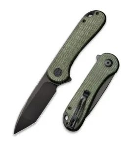 CIVIVI Elementum - Green Canvas Micarta Handle; Black Stonewashed D2 Blade, Tanto - C907T-E