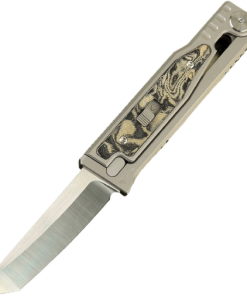 Reate EXO-M Gravity Knife Elmax Tanto Blade Titanium Blur Linen Camo